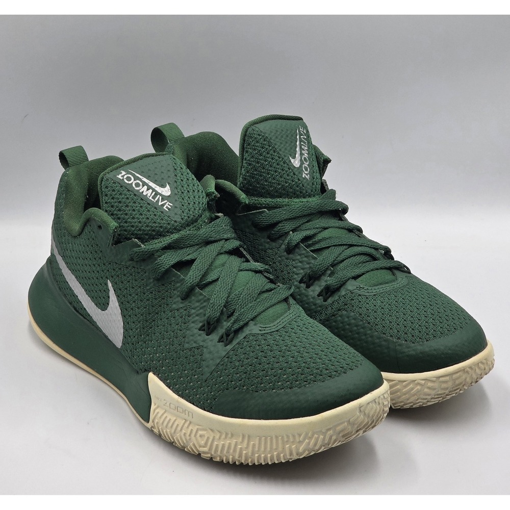 Nike Zoom Live Mens 8.5 Gorge Green White Basketball Shoes Sneakers EUC
